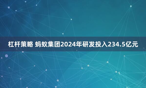 杠杆策略 蚂蚁集团2024年研发投入234.5亿元
