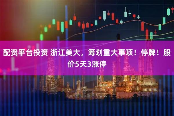 配资平台投资 浙江美大，筹划重大事项！停牌！股价5天3涨停